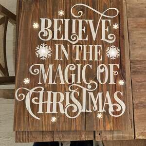 Believe in The Magic of Christmas Light Up Wooden Sign Farmhouse Rustic
Style